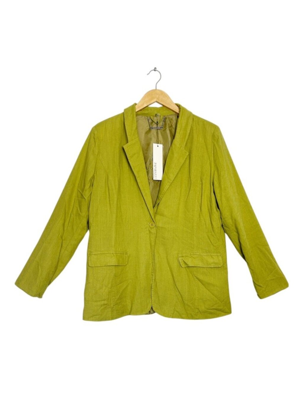 Paparazzi by Biz Women's Linen Blend Blazer in Lemongrass - Sz M - NWT